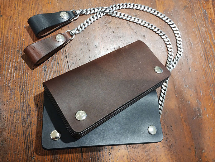 UK SADDLE LEATHER TRUCKER WALLET & CHAIN