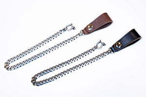 HORSE BUTT LEATHER BRASS CHAIN (SILVER PLATING)