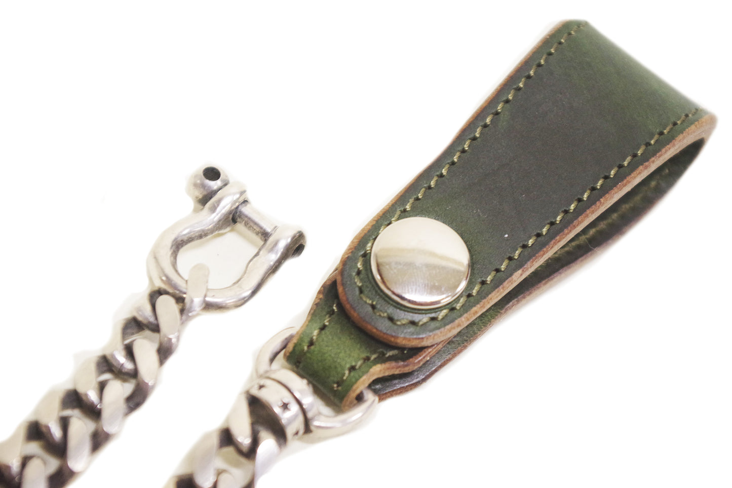 CHROMEXCEL LEATHER BRASS CHAIN(SILVER PLATING)