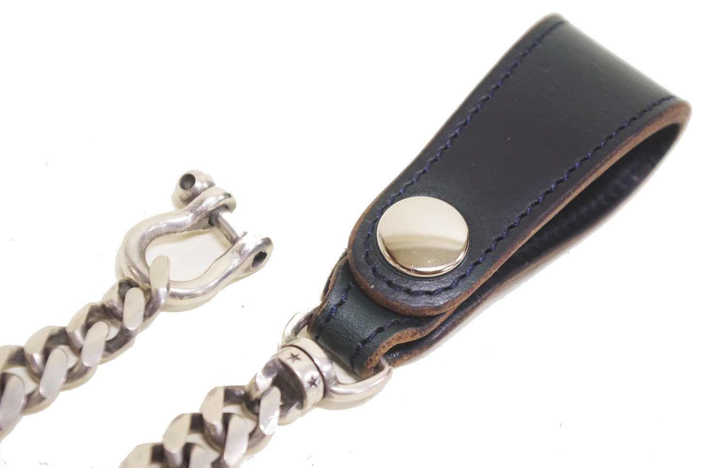 CHROMEXCEL LEATHER BRASS CHAIN(SILVER PLATING)